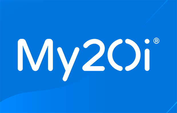 My20i logo on a blue background