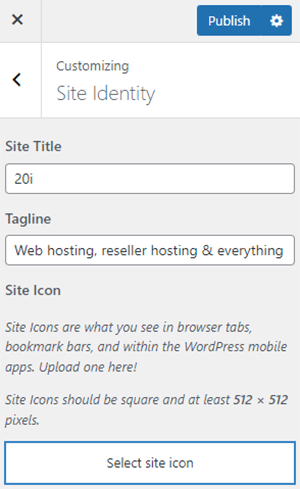 Site identity in WordPress - where you can add a favicon