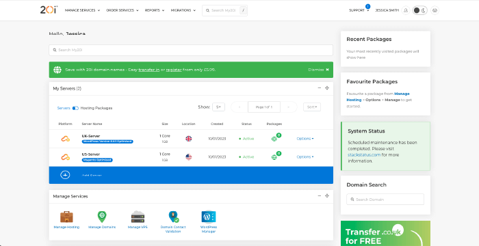 Manage your Cloud Hosting in My2oi