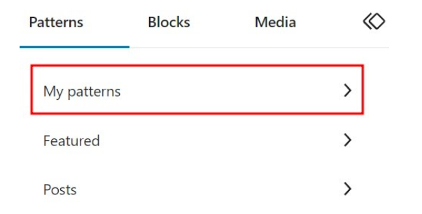 My Patterns option in WordPress 6.3