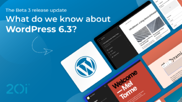Image of WordPress logo and screenshots of different WordPress panels