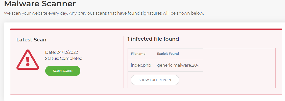 20i malware scanner interface