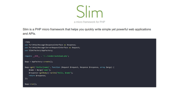 Slim PHP micro framework website