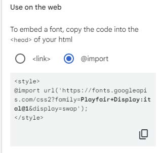 import code from google fonts