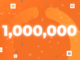 Graphic showing the number 1 million in stylised, glowing text with various website related icons in the background