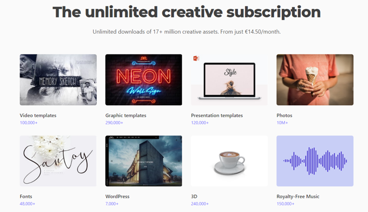 Screenshot of Envato homepage