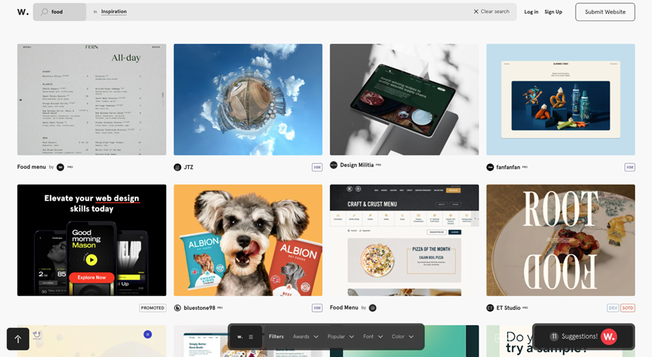 Screenshot of Awwwards home page