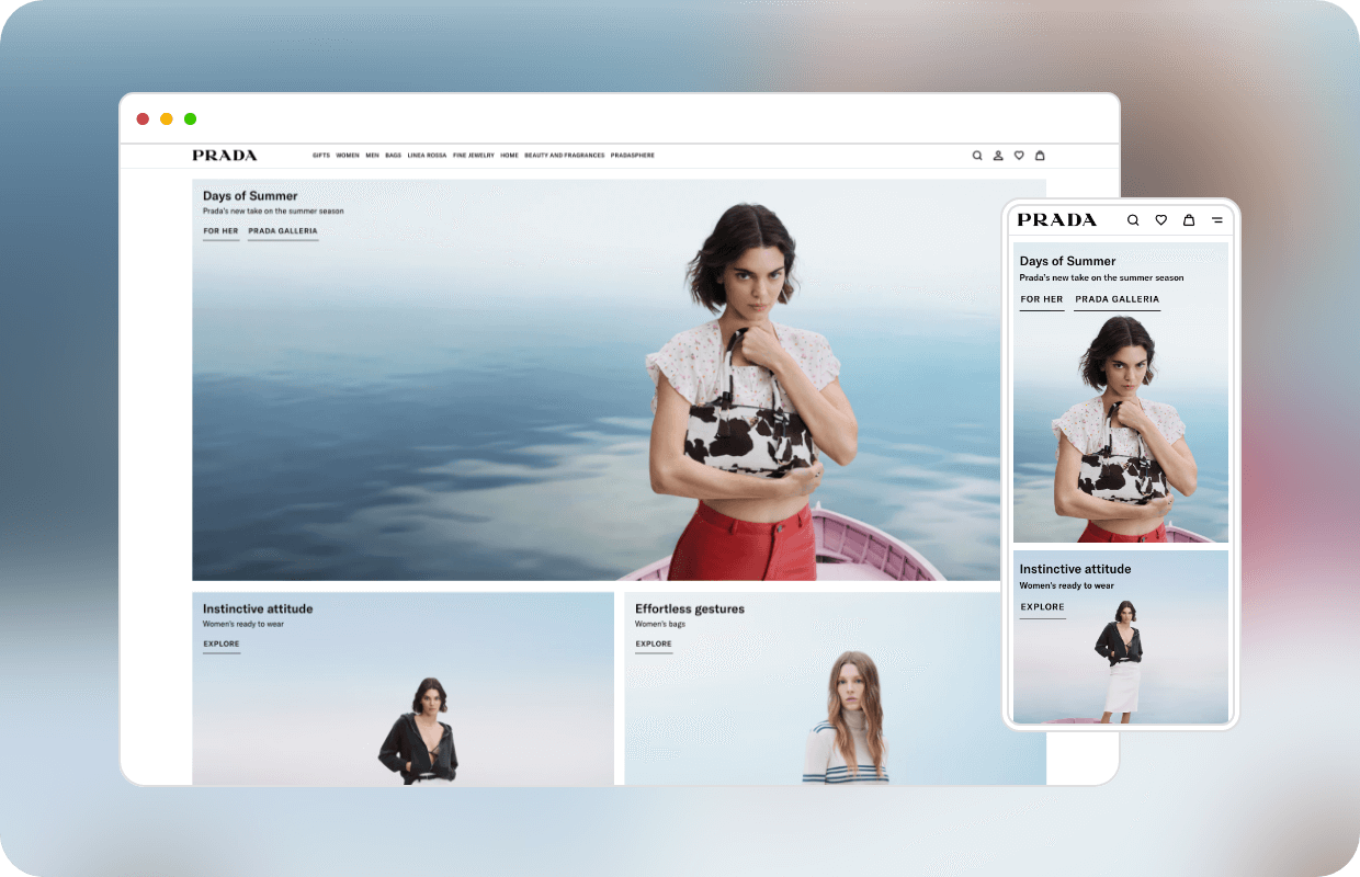 Prada website desktop v mobile comparison