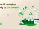 Graphic with "Is the IT Industry Ready to Go Green?" and various visual elements depicting green, sustainable practises.