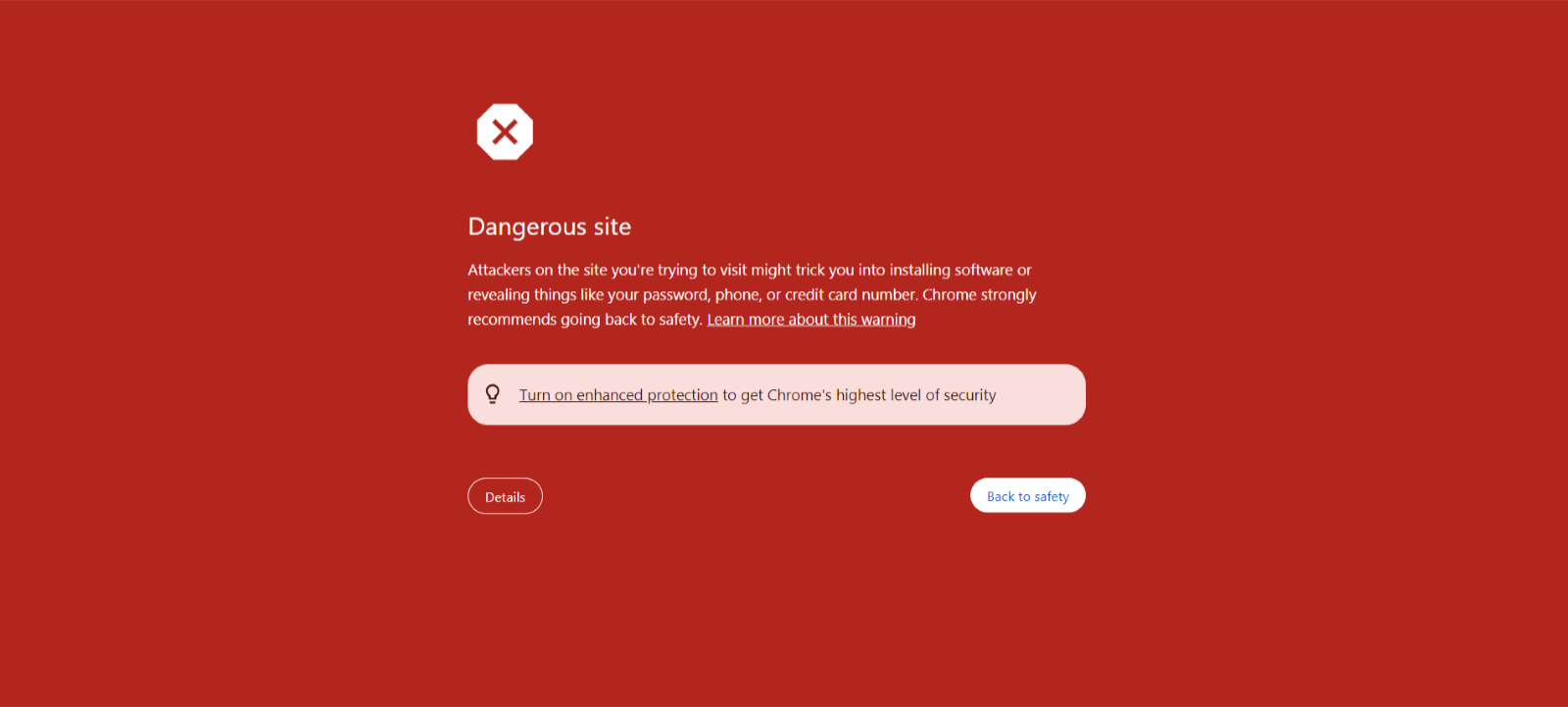 dangerous site browser warning