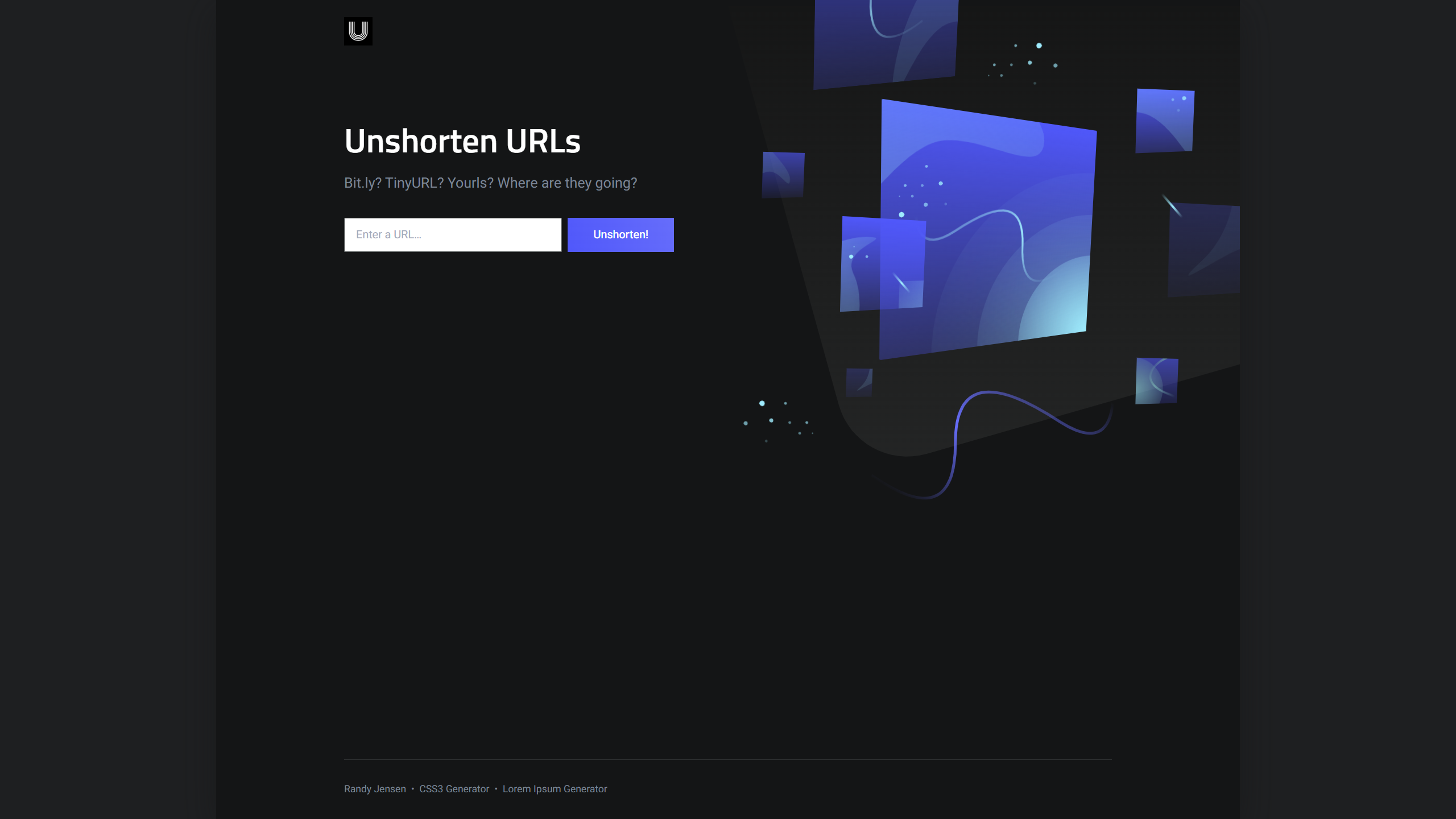Screenshot of the Unshorten URLs interface