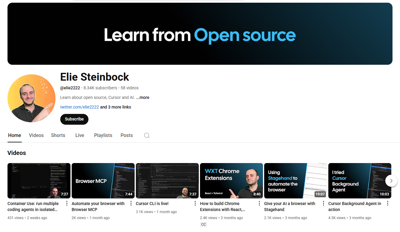Elie Steinbock Learn From Open Source YouTube Channel