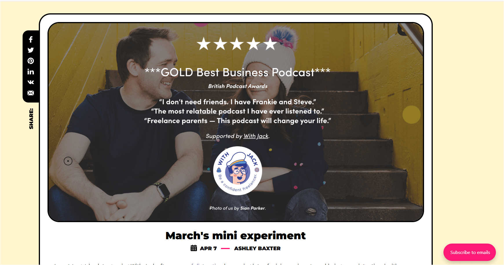 Screenshot of Ashley Baxter homepage