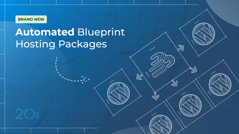 Graphic that visually represents 20i's Automated WordPress Blueprints feature