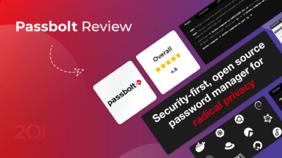 Passbolt Review. Various Passbolt UI elements are arranged into an attractive, stylised image