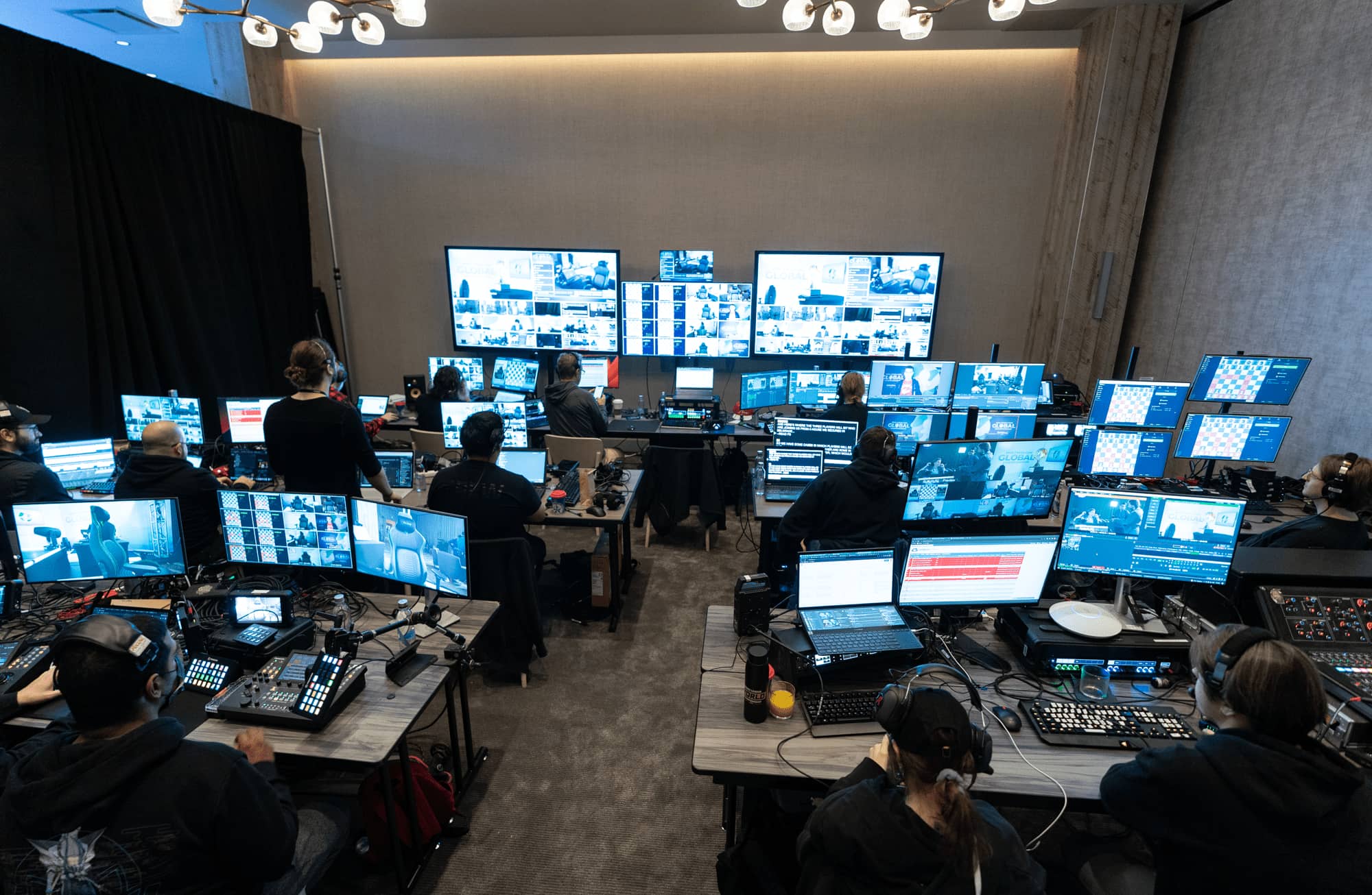 OBS being used by a team to broadcast a chess tournament