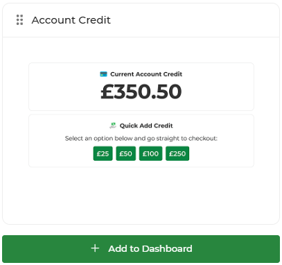 Account Credit widget