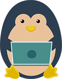 Learn Linux penguin logo on blue background