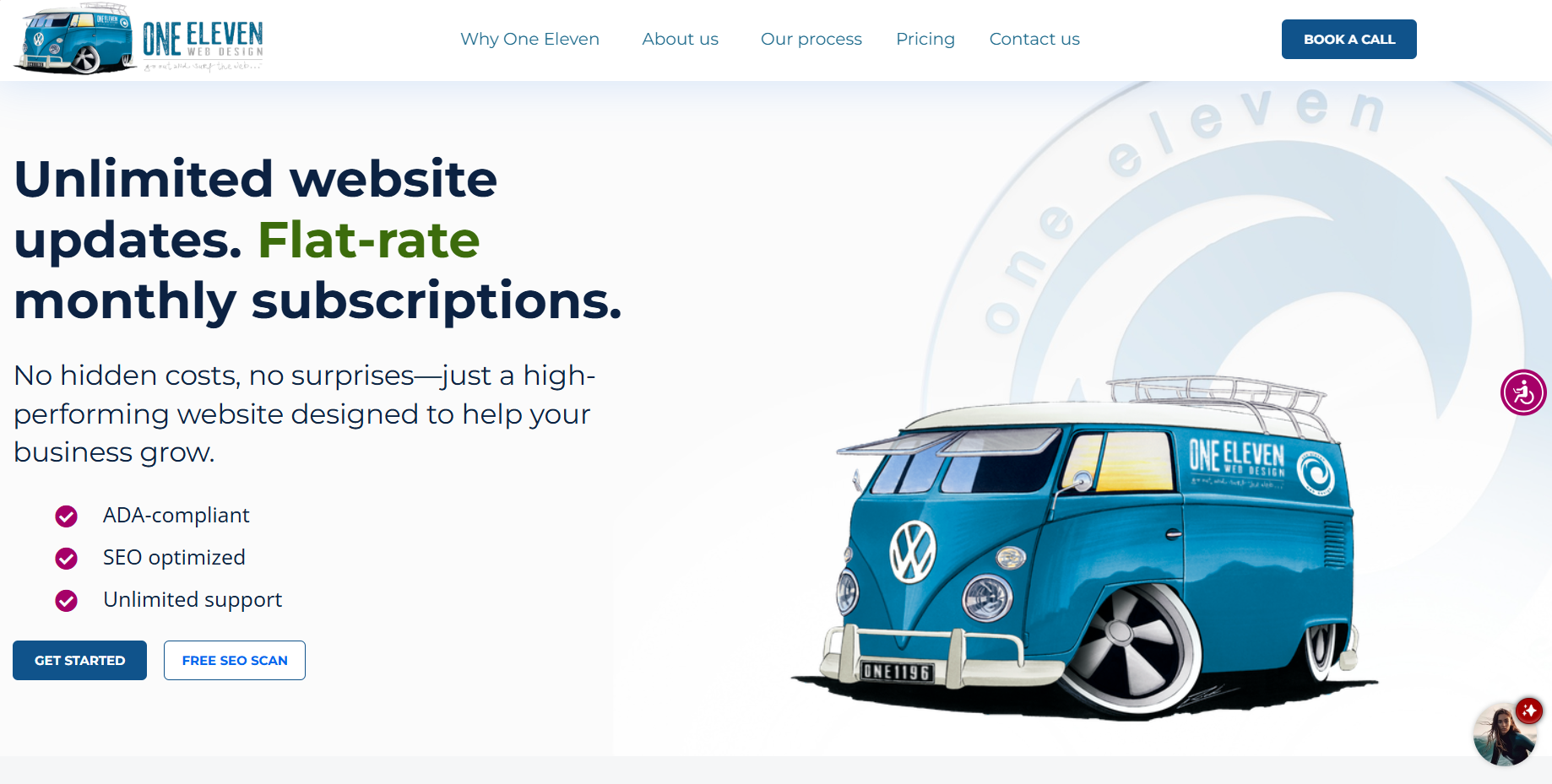 One Eleven Web Design website homepage
