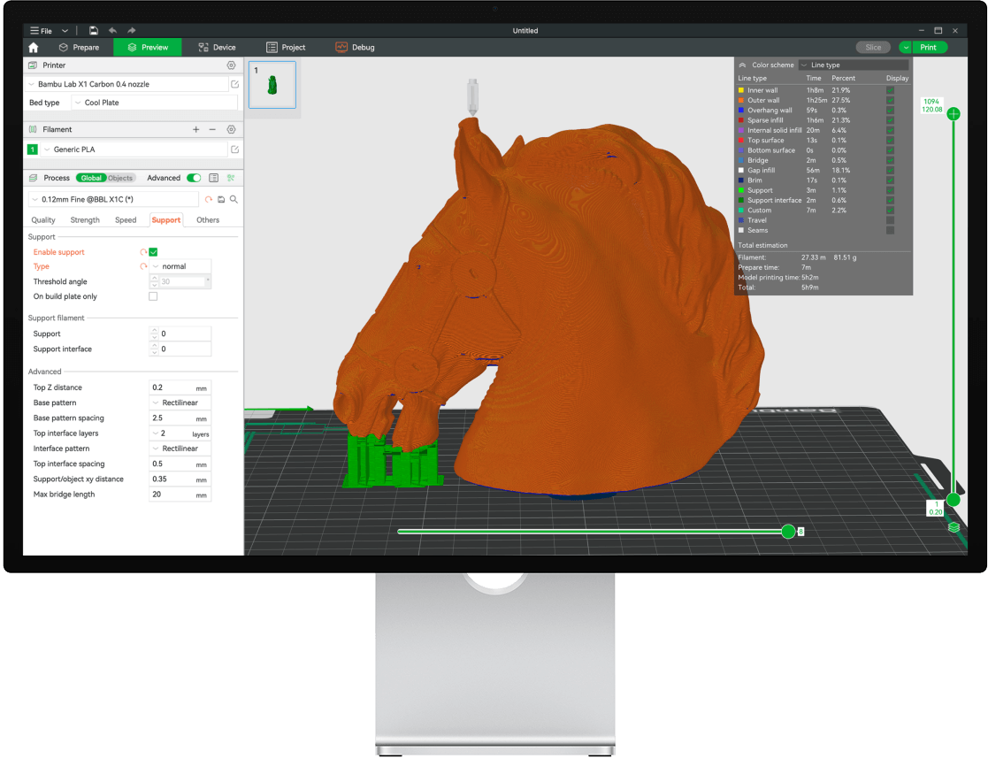 Screenshot of the BambuStudio UI on a Mac-like display