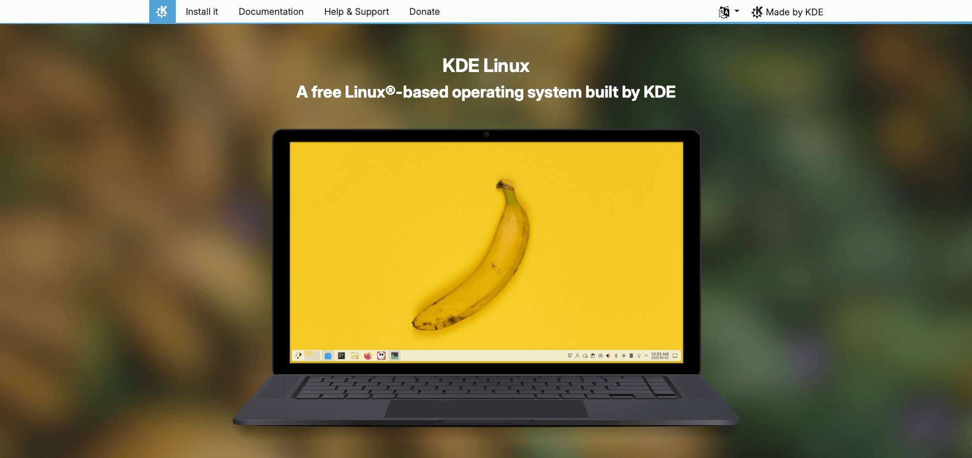 Screenshot of KDE Linux homepage