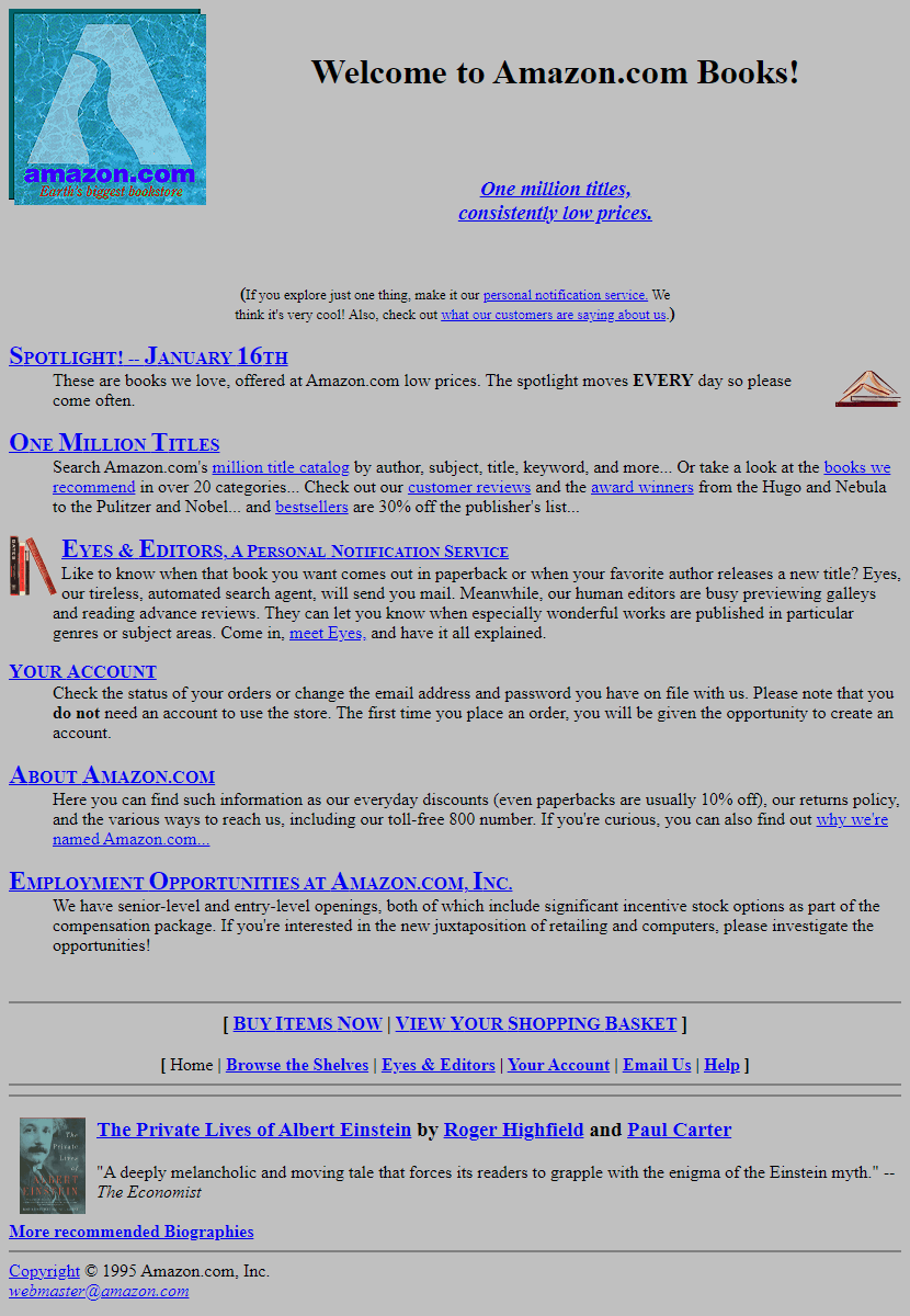 Amazon.com website 1995