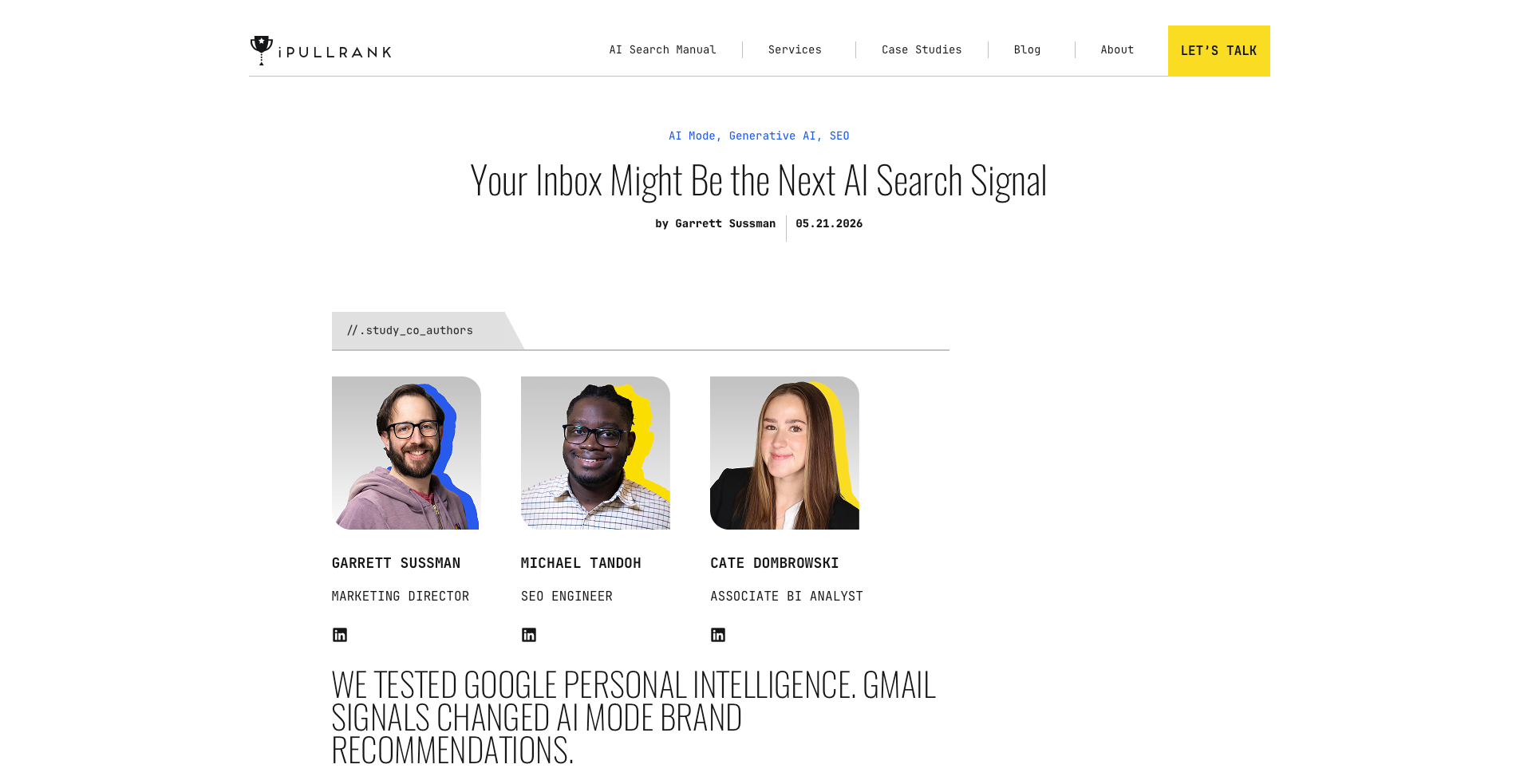 iPullRank's Google Personal Intelligence Study