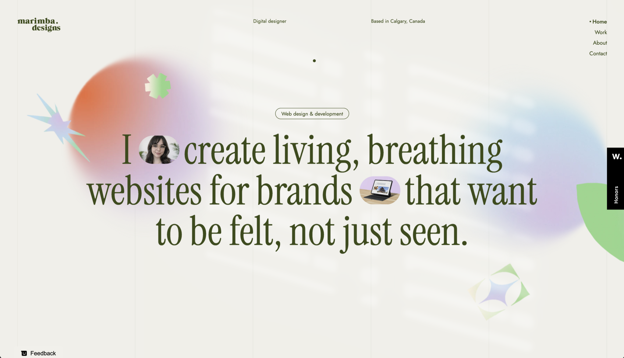 Screenshot of Marimba Designs Website