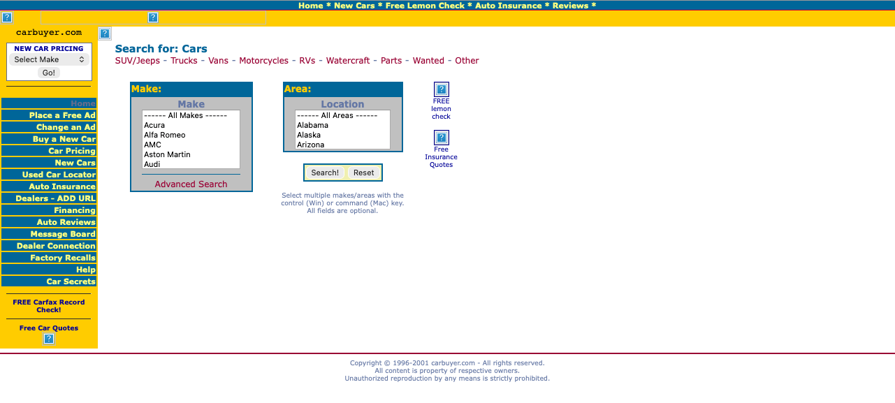 20i.com page screenshot from 2001